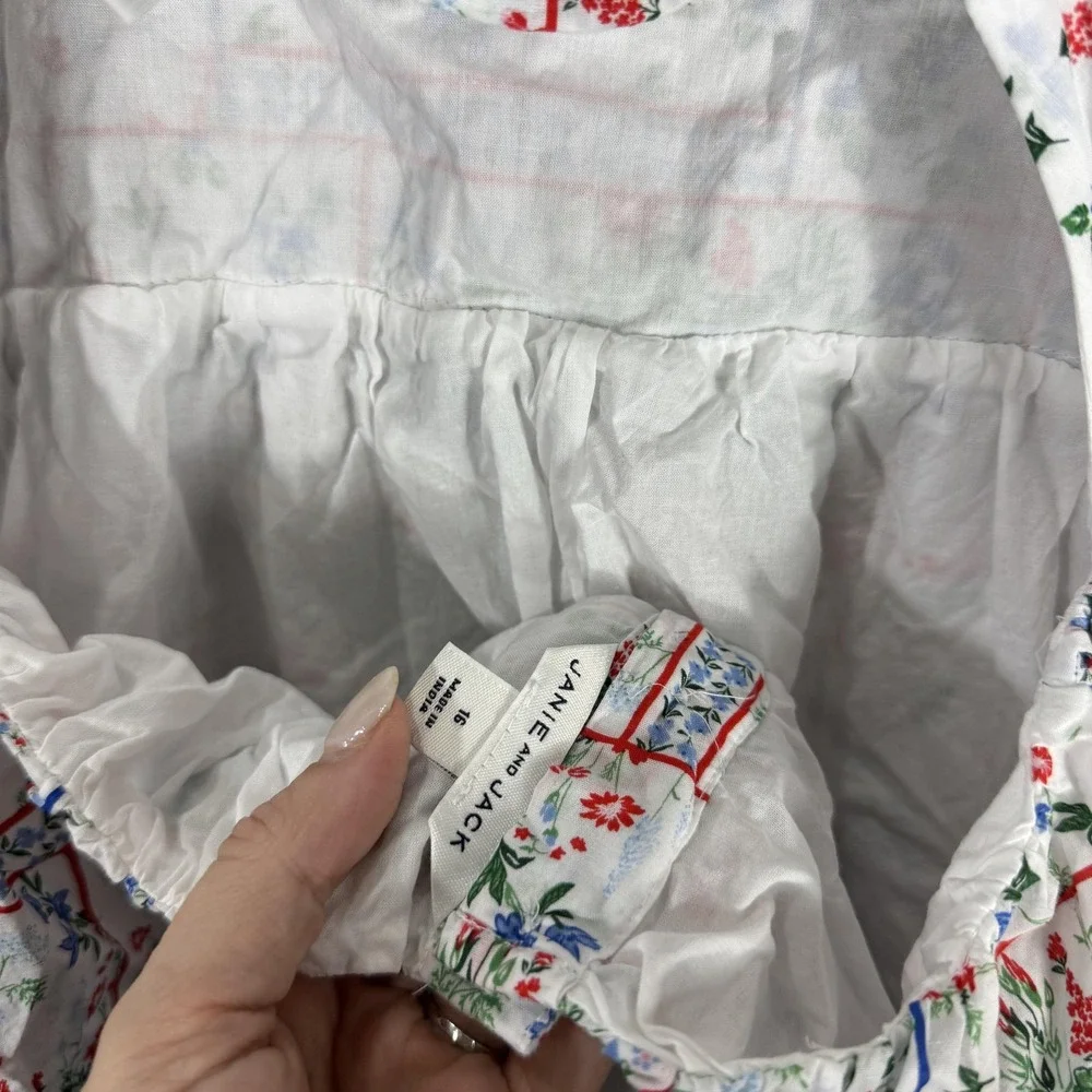 Janie and Jack‎ Dress Girls 16 XXL White Floral Sundress Bow Back Cotton